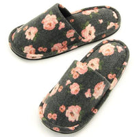 Rose pattern sewing slipper - Black