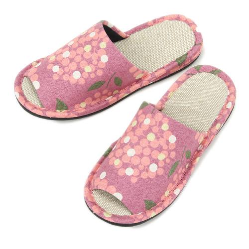 Dotted Flower Pattern Slippers - Pink