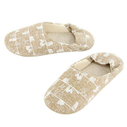 Line cat pattern slipper - Beige