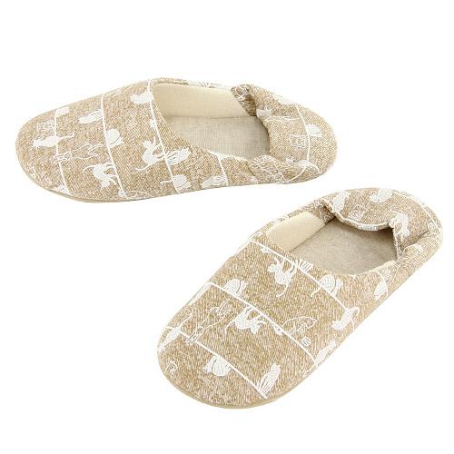 Line cat pattern slipper - Beige