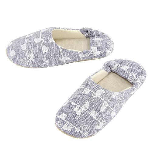Line cat pattern slipper - Sky blue