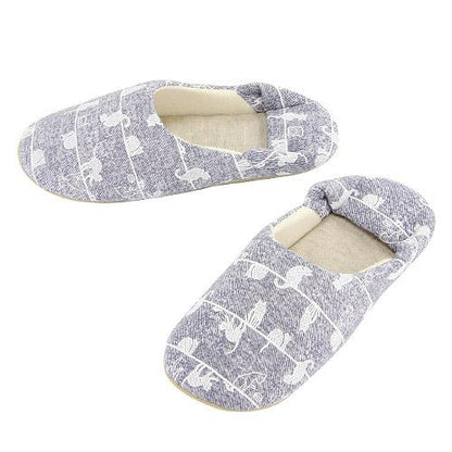 Line cat pattern slipper - Sky blue