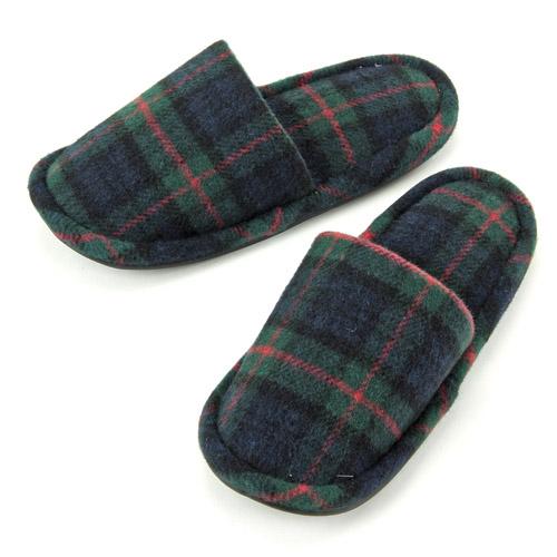 checkered pattern slipper - Red x green