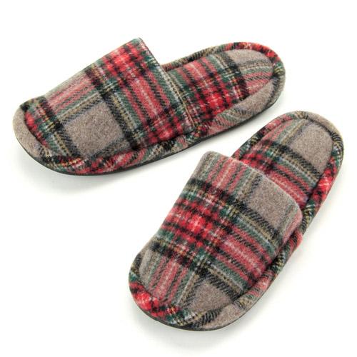 checkered pattern slipper - Brown