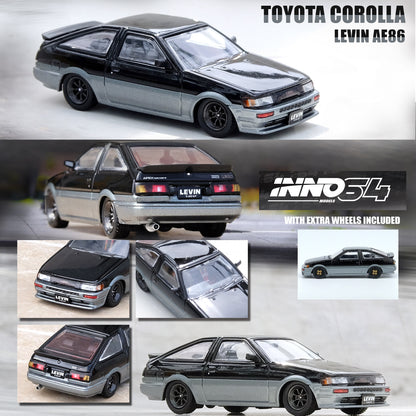 INNO64 1/64 TOYOTA COROLLA Levin AE86 Black/Grey IN64-AE86-BLGR