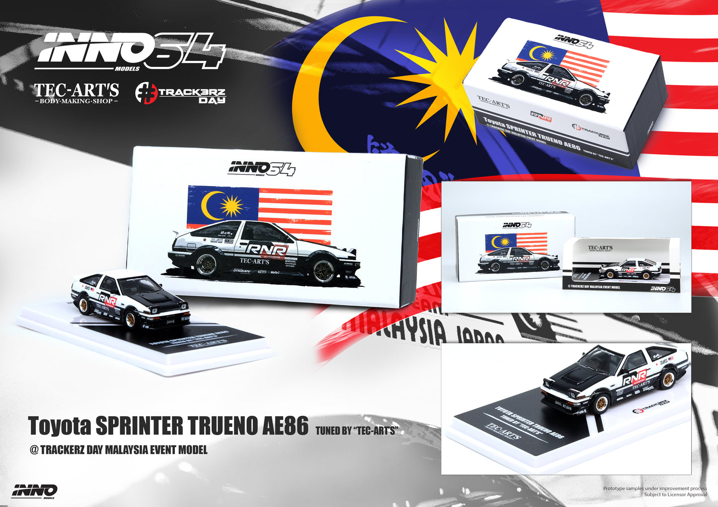 INNO64 1/64 Toyota SPRINTER TRUENO AE86 Tuned by "TEC-ART'S" @TRACKERZ DAY MALAYSIA EVENT MODEL IN64-AE86T-TECARTS