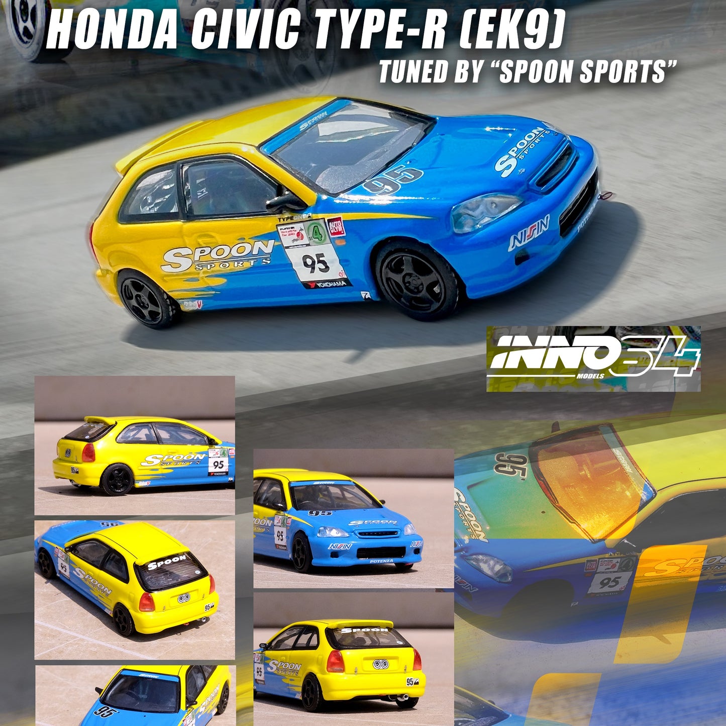 INNO64 1/64 HONDA CIVIC TYPE-R )EK9) Tuned by "SPOON SPORTS" IN64-EK9-SP