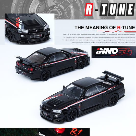 INNO64 1/64 NISSAN SKYLINE GT-R (R34) NISMO R-TUNE Black Pearl IN64-R34RT-BLA