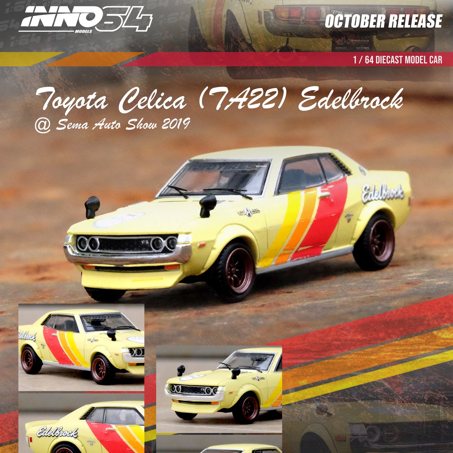 INNO64 1/64 Toyota CELICA 1600GT (TA22) "EDELBROCK" SEMA Auto Salon 2019 IN64-1600GT-SEMA19