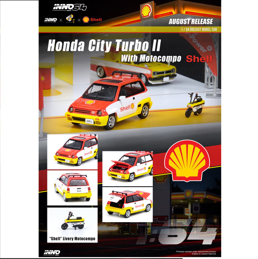 INNO64 1/64 HONDA CITY TURBO II "SHELL"  With "SHELL" MOTOCOMPO IN64-CITYII-SHELL