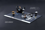 DIO64 by INNO 1/64 LBWK Auto Salon Diorama  Included 997 LBWK Chrome and 3 figures DIO64-001