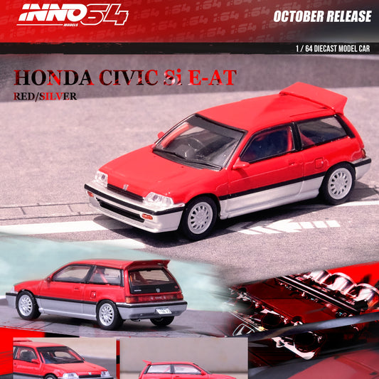 INNO64 1/64 HONDA CIVIC Si E-AT Red/Silver IN64-EAT-RESL