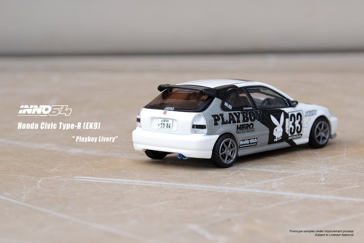 INNO64 1/64 HONDA CIVIC TYPR-R (EK9) "PLAYBOY" Livery IN64-EK9-PB