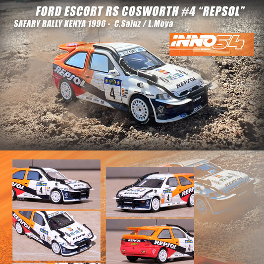 INNO64 1/64 FORD ESCORT RS COSWORTH #4 "REPSOL" SAFARY RALLY KENYA 1996 C. Sainz / L. Moya IN64-FERS-4SR96
