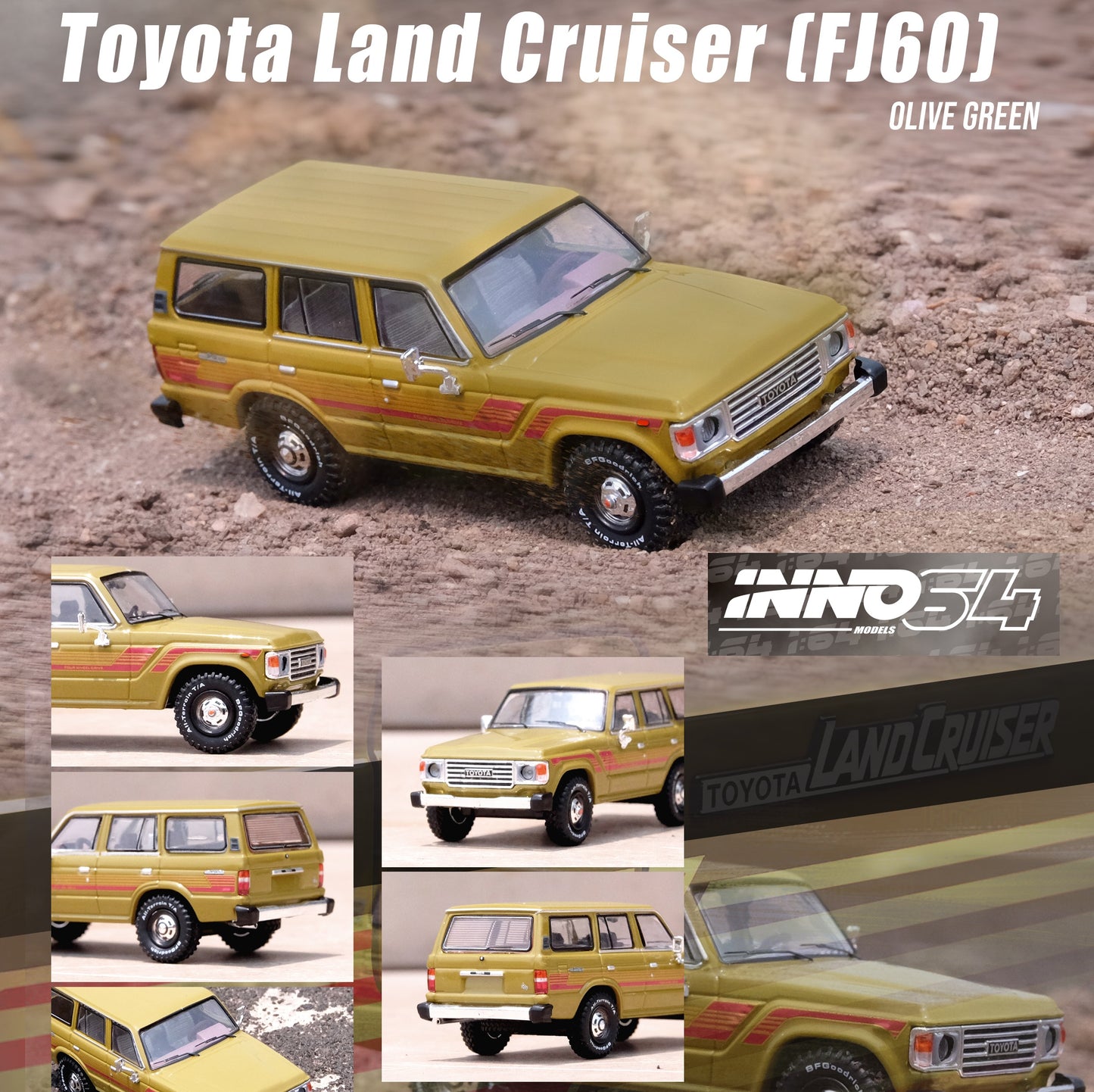 INNO64 1/64 TOYOTA LAND CRUISER FJ60 Olive Green IN64-FJ60-OLGR