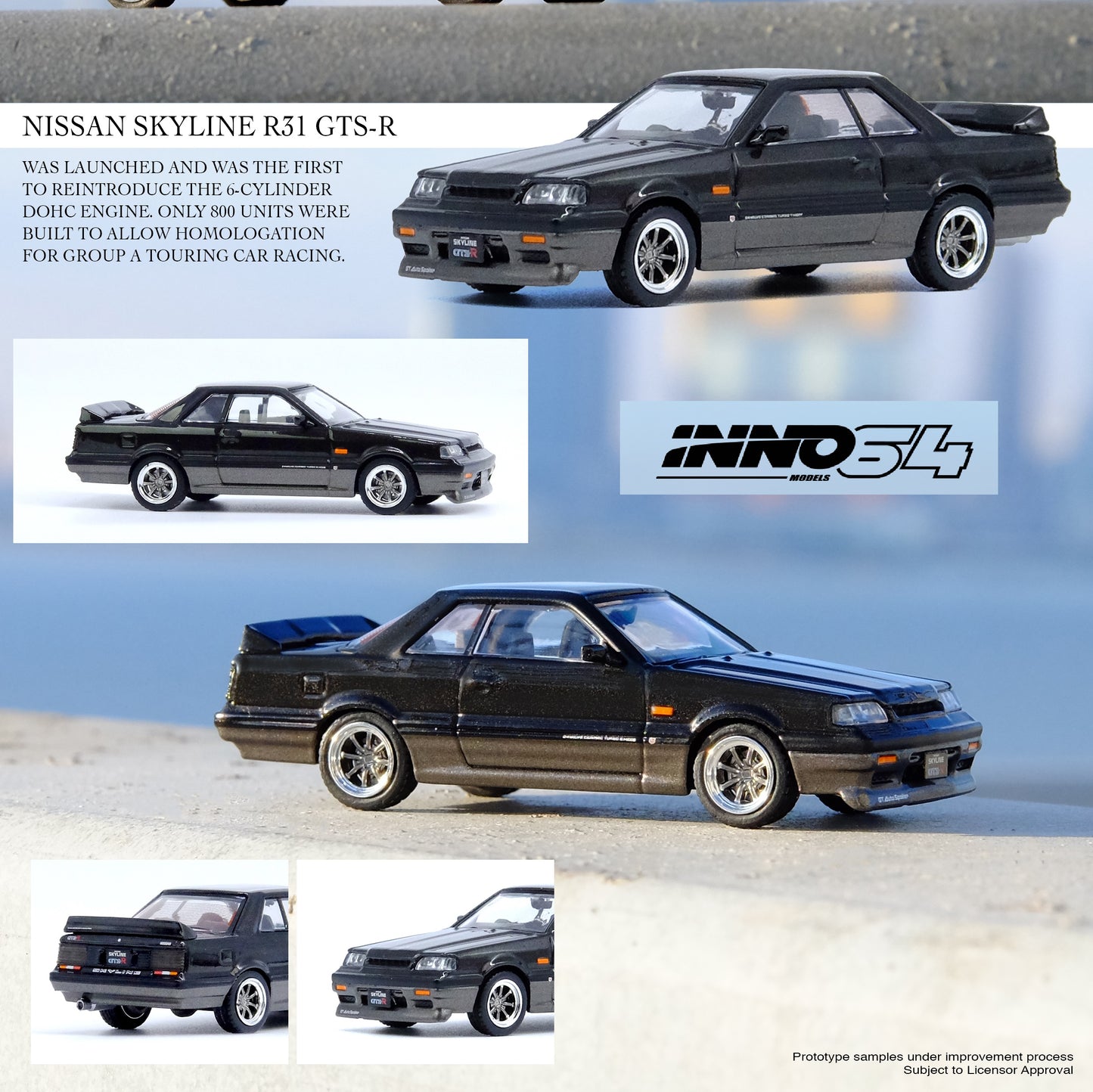 INNO64 1/64 NISSAN SKYLINE GTS-R (R31) Black/Gun Metal IN64-R31-BGM