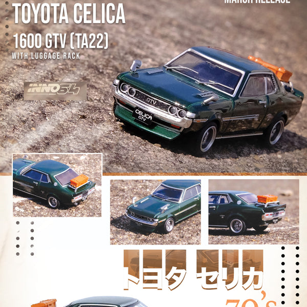 INNO64 1/64 TOYOTA CELICA 1600 GTV (TA22) Green With Luggage IN64-1600GT-GRN