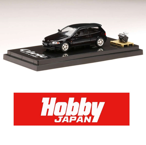 PREORDER HOBBY JAPAN 1/64 Honda CIVIC (EG6) SiR-S with Engine Display Model Black HJ641017SBK (Approx. Release Date : Q4 2022 subjects to the manufacturer's final decision)