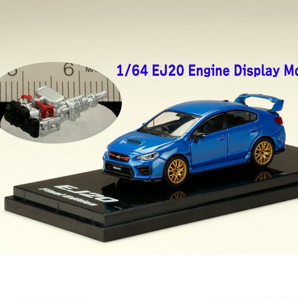 HOBBY JAPAN 1/64 SUBARU WRX STI EJ20 Final Edition with EJ20 Engine Display Model Blue Pearl HJ641021FBL