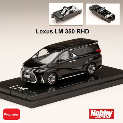 HOBBY JAPAN 1/64 LEXUS LM 350 4 SEATER BLACK with WHITE INTERIOR (RHD) HJ641022HAWB