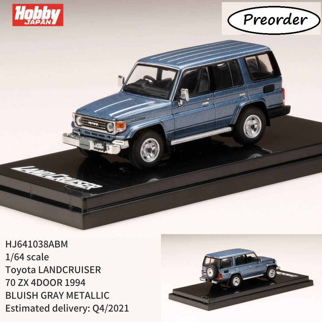 HOBBY JAPAN 1/64 Toyota LANDCRUISER 70 ZX 4DOOR 1994 BLUISH GRAY METALLIC HJ641038ABM
