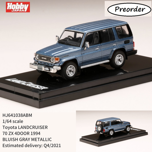 HOBBY JAPAN 1/64 Toyota LANDCRUISER 70 ZX 4DOOR 1994 BLUISH GRAY METALLIC HJ641038ABM