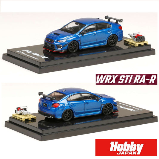 HOBBY JAPAN 1/64 SUBARU WRX STI RA-R FULL-OPTION With Engine Display model Blue Pearl HJ641040BL