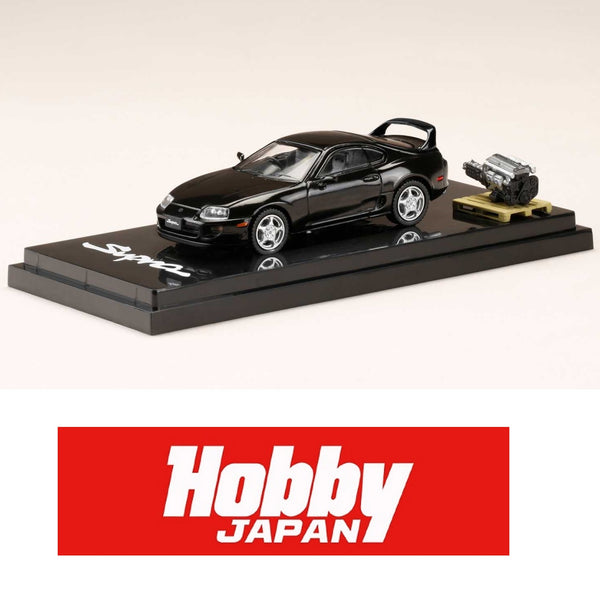 HOBBY JAPAN 1/64 Toyota SUPRA RZ (A80) with Engine Display Model Black HJ641042ABK