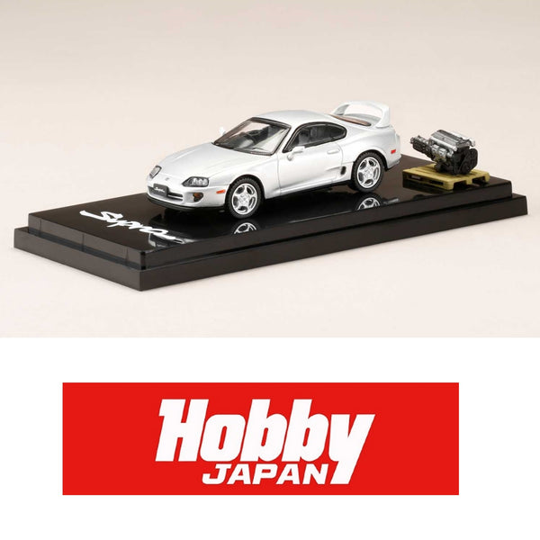 HOBBY JAPAN 1/64 Toyota SUPRA RZ (A80) with Engine Display Model Silver HJ641042AS