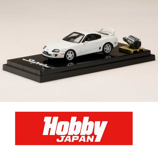 HOBBY JAPAN 1/64 Toyota SUPRA RZ (A80) with Engine Display Model White HJ641042AW
