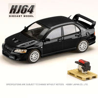 HOBBY JAPAN 1/64 MITSUBISHI LANCER GSR EVOLUTION 7 with Engine Display Model Black HJ641054BK