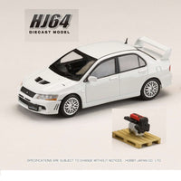 HOBBY JAPAN 1/64 MITSUBISHI LANCER GSR EVOLUTION 7 with Engine Display Model White HJ641054W