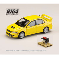 HOBBY JAPAN 1/64 MITSUBISHI LANCER GSR EVOLUTION 7 with Engine Display Model Yellow HJ641054Y