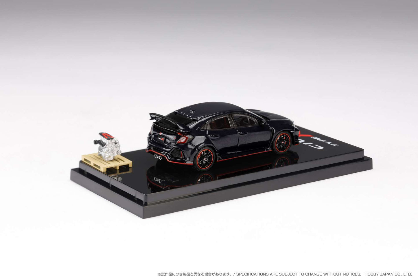 HOBBY JAPAN 1/64 Honda CIVIC TYPE R (FK8) 2017 with Engine Display Model Crystal Black Pearl HJ641055ABK