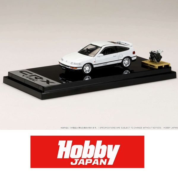 HOBBY JAPAN 1/64 Honda CR-X SiR (EF8) 1989 with Engine Display Model WHITE HJ642005W
