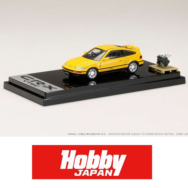 HOBBY JAPAN 1/64 Honda CR-X SiR (EF8) 1989 with Engine Display Model YELLOW HJ642005Y