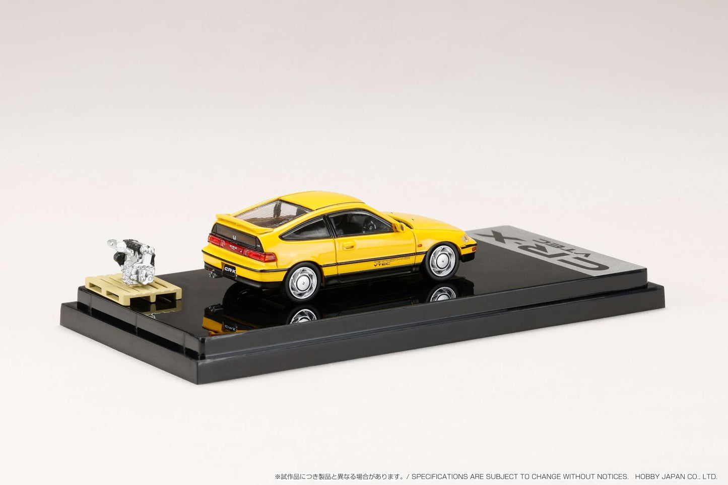 HOBBY JAPAN 1/64 Honda CR-X SiR (EF8) 1989 with Engine Display Model YELLOW HJ642005Y
