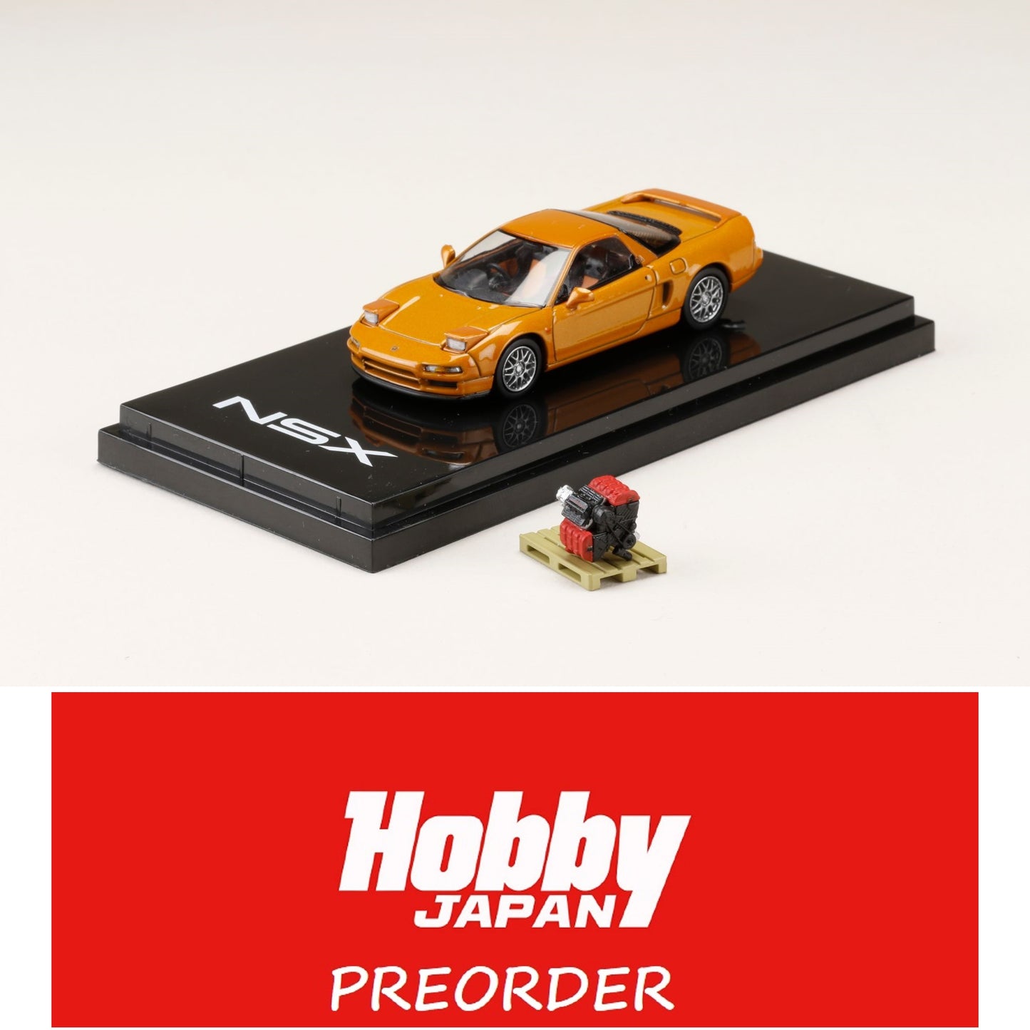 HOBBY JAPAN 1/64 Honda NSX (NA2) 1997 Type S ZERO With Engine Display Model Orange Pearl HJ642006SP
