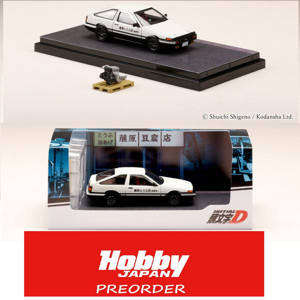 HOBBY JAPAN 1/64 1/64 Toyota SPRINTER TRUENO GT APEX (AE86) INITIAL D 頭文字 D / WITH 4A-GE DISPLAY MODEL HJ642008DB