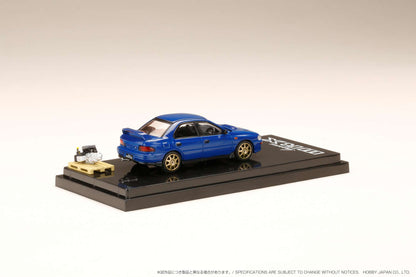 HOBBY JAPAN 1/64  SUBARU IMPREZA WRX (GC8) 1992 Customized Version with Engine Display Model Blue HJ642013BBL