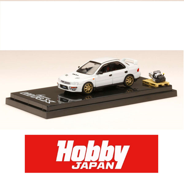 HOBBY JAPAN 1/64  SUBARU IMPREZA WRX (GC8) 1992 Customized Version with Engine Display Model White HJ642013BW