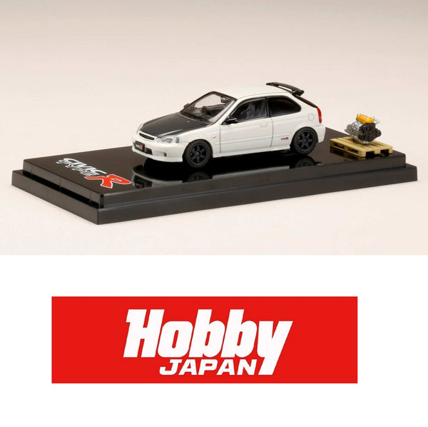 HOBBY JAPAN 1/64 Honda CIVIC Type R (EK9) with Engine Display Model Customized Version White HJ642016EW