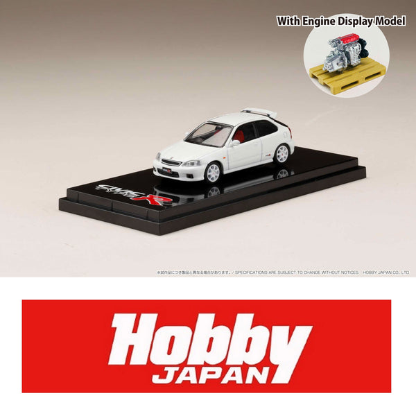 HOBBY JAPAN 1/64 Honda CIVIC TYPE R (EK9) with Engine Display Model Championship White HJ642016W