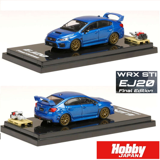 HOBBY JAPAN 1/64 SUBARU WRX STI EJ20 FINAL EDITION FULL PACAKGE with Engine Display model Blue Pearl HJ642021FBL