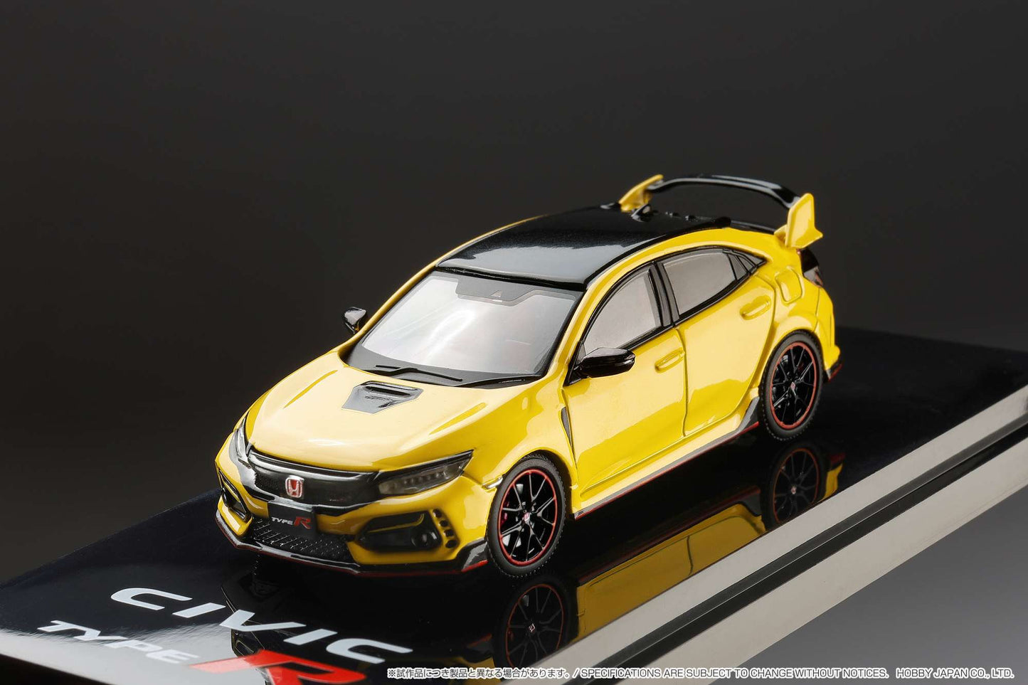 HOBBY JAPAN 1/64  Honda CIVIC Type R Limited Edition (FK8) 2020 with Engine Display Model Sunlight Yellow Ⅱ HJ642055BY