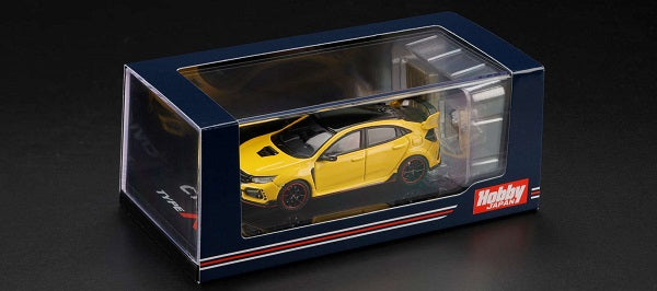 HOBBY JAPAN 1/64  Honda CIVIC Type R Limited Edition (FK8) 2020 with Engine Display Model Sunlight Yellow Ⅱ HJ642055BY
