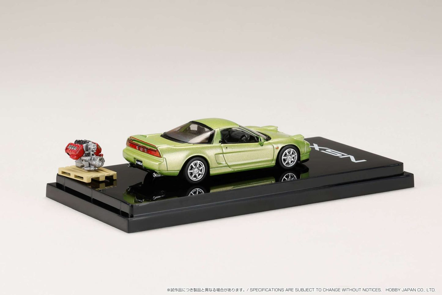 HOBBY JAPAN 1/64 Honda NSX Coupe with Engine Display Model LIME GREEN METALLIC HJ644006BGR