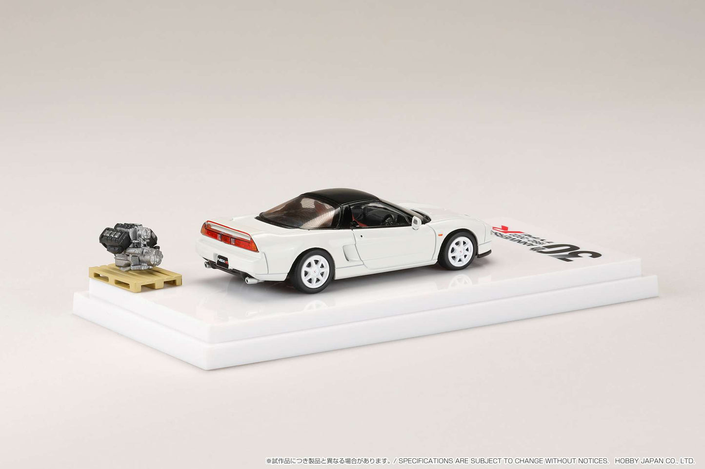 HOBBY JAPAN 1/64 Honda NSX (NA1) Type R 1994 with Engine Display Model / Type R 30th Anniversary White HJ645006RW