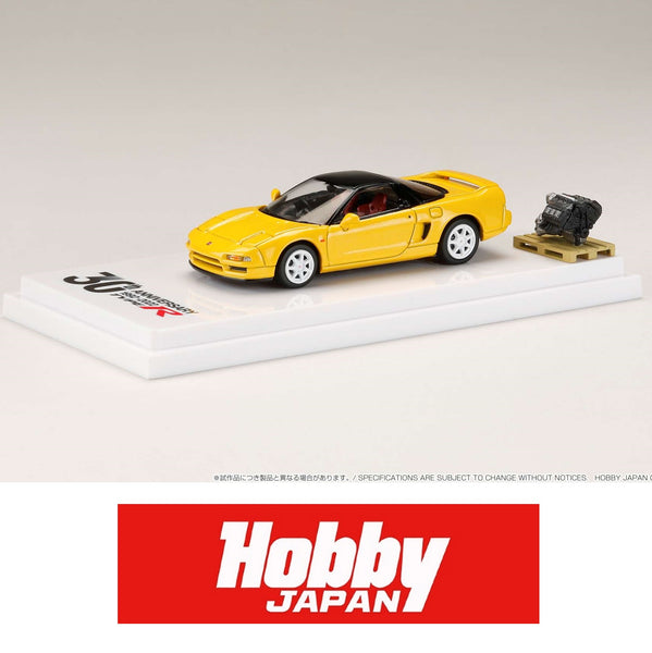 HOBBY JAPAN 1/64 Honda NSX (NA1) Type R 1994 with Engine Display Model / Type R 30th Anniversary Yellow Pearl HJ645006RY