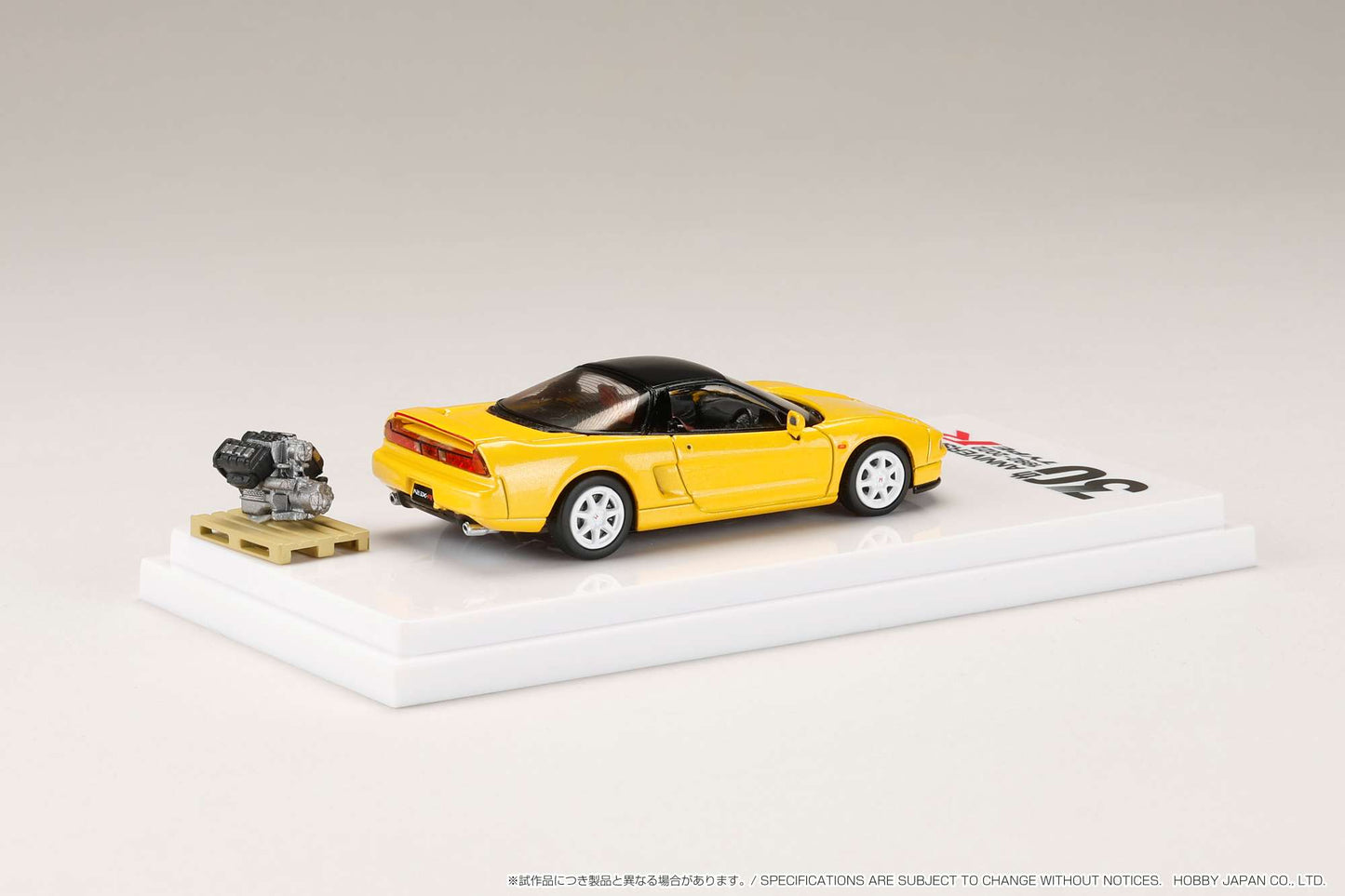 HOBBY JAPAN 1/64 Honda NSX (NA1) Type R 1994 with Engine Display Model / Type R 30th Anniversary Yellow Pearl HJ645006RY